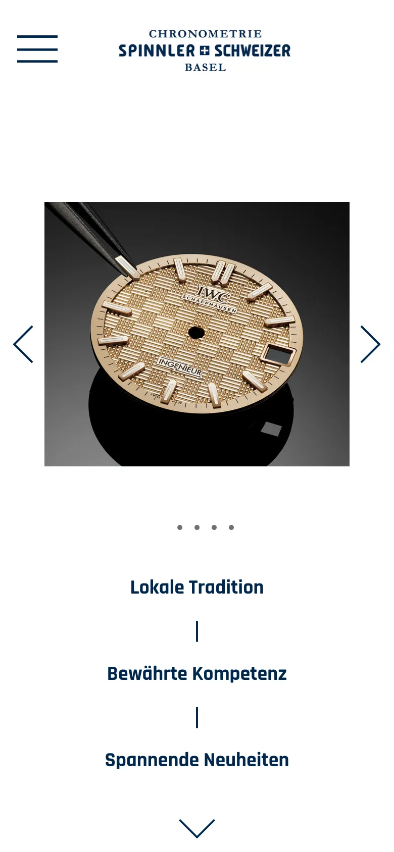 The spinnler-schweizer.ch home page on a smartphone